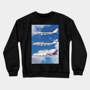 Thai Airways 3 Liveries 747-D7 Crewneck Sweatshirt